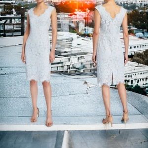 Eliza J Blue Lace V Neck Dreas